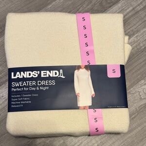 Lands' End Cream Knit Sweater Dress